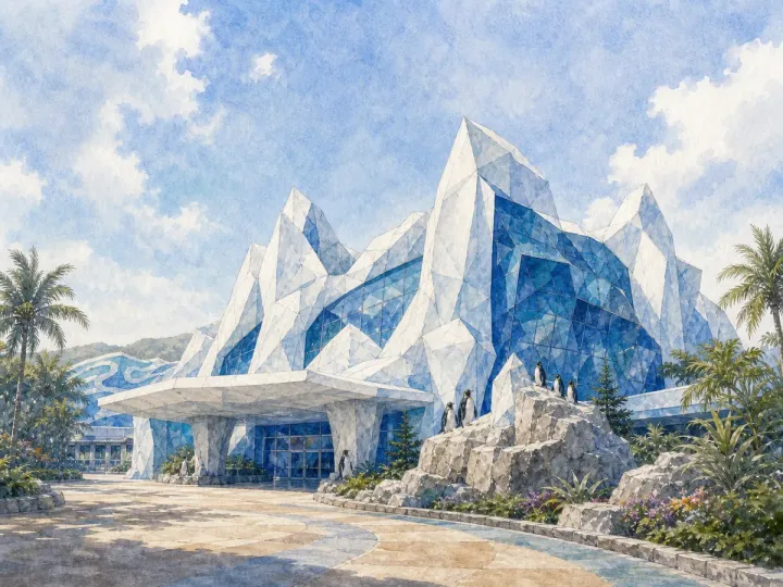 珠海長隆海洋王國企鵝館：帝企鵝、阿德利與華南低溫展示，中國Zhuhai，可見 2 種企鵝