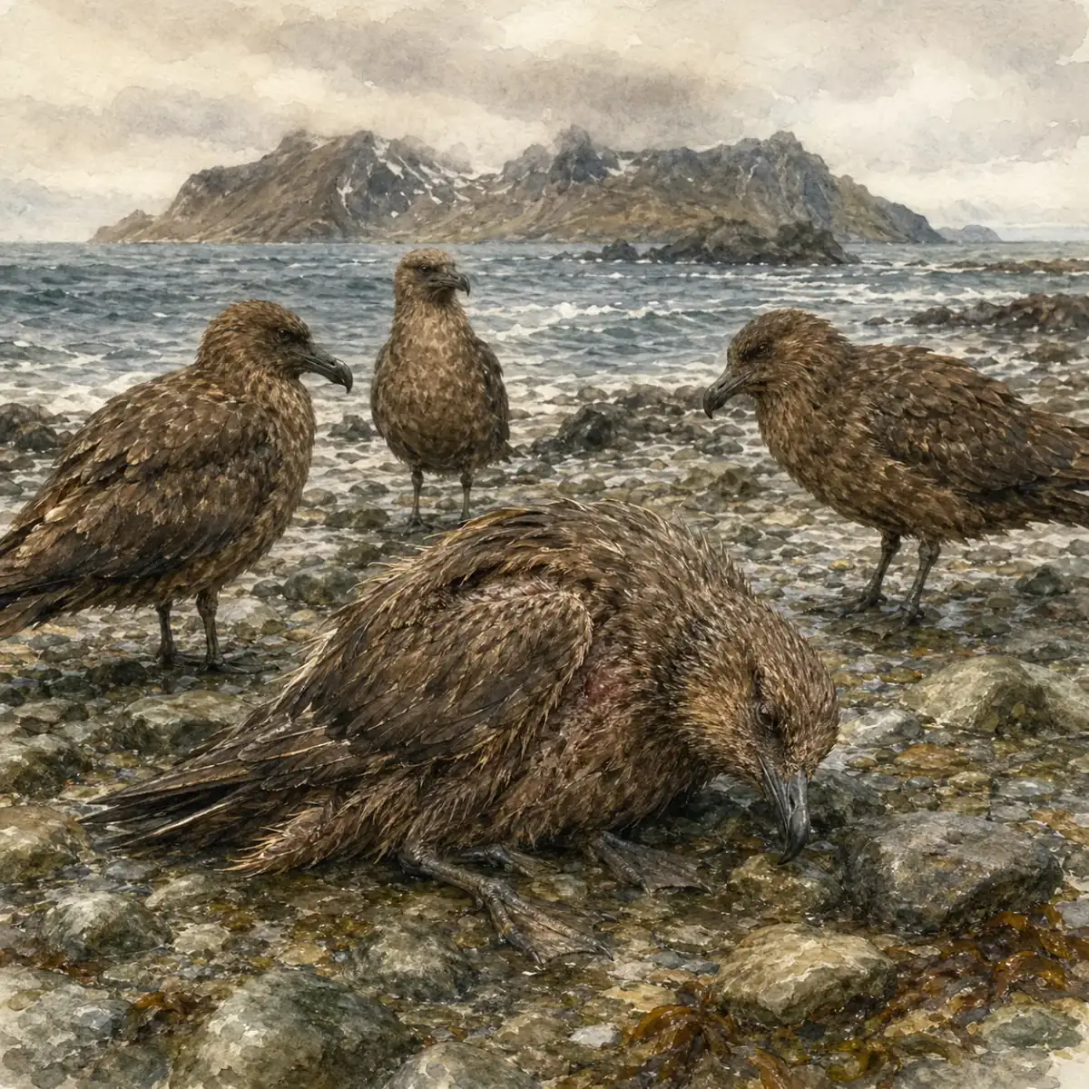 H5N1 與南極企鵝:2023 年 South Georgia Bird Island 附近的賊鷗族群,是 H5N1 進入次南極圈的首批確認感染物種